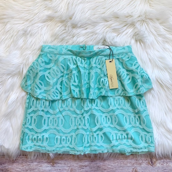 Sugarlips Dresses & Skirts - SugarLips Snow Mint Lace Peplum Mini Skirt